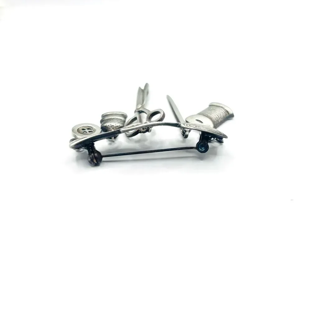 Silver Seamstress Charm Brooch